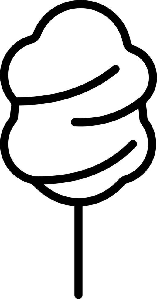 Candy Floss Icon in Black Line Art. vector