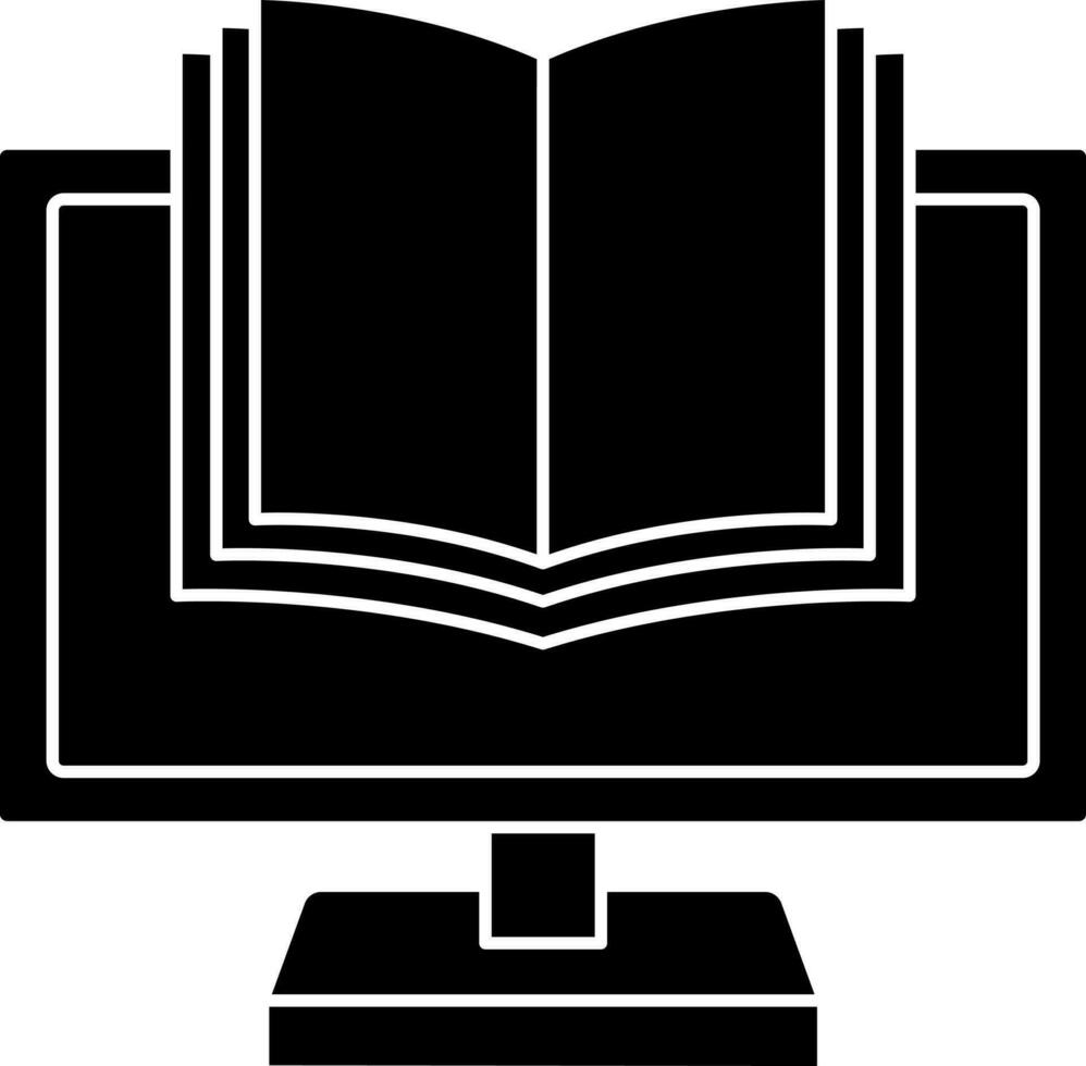 E-Book And Desktop Screen Icon In Glyph Style. vector