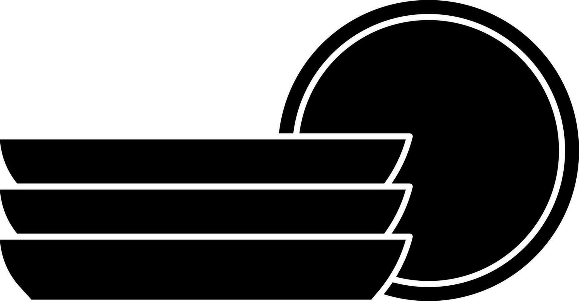 Stack of Plate Icon In Glyph Style. vector