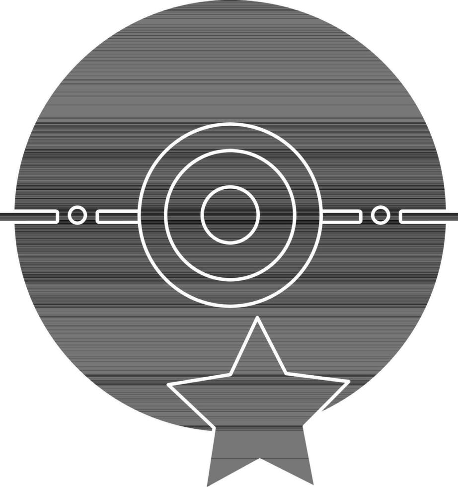 Star decorated insignia in black and white color. vector