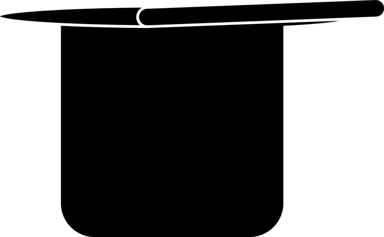 Magic wand with hat in black color. vector