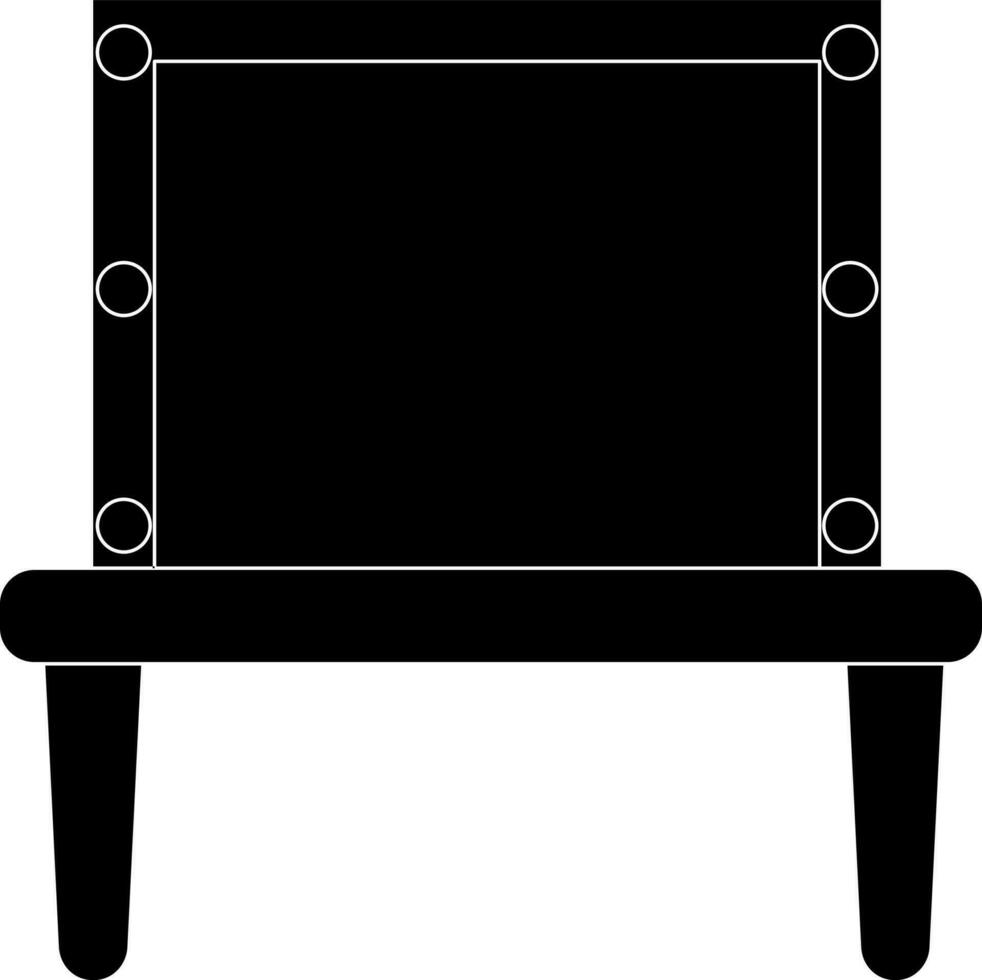 Black decorated mirror on table. vector