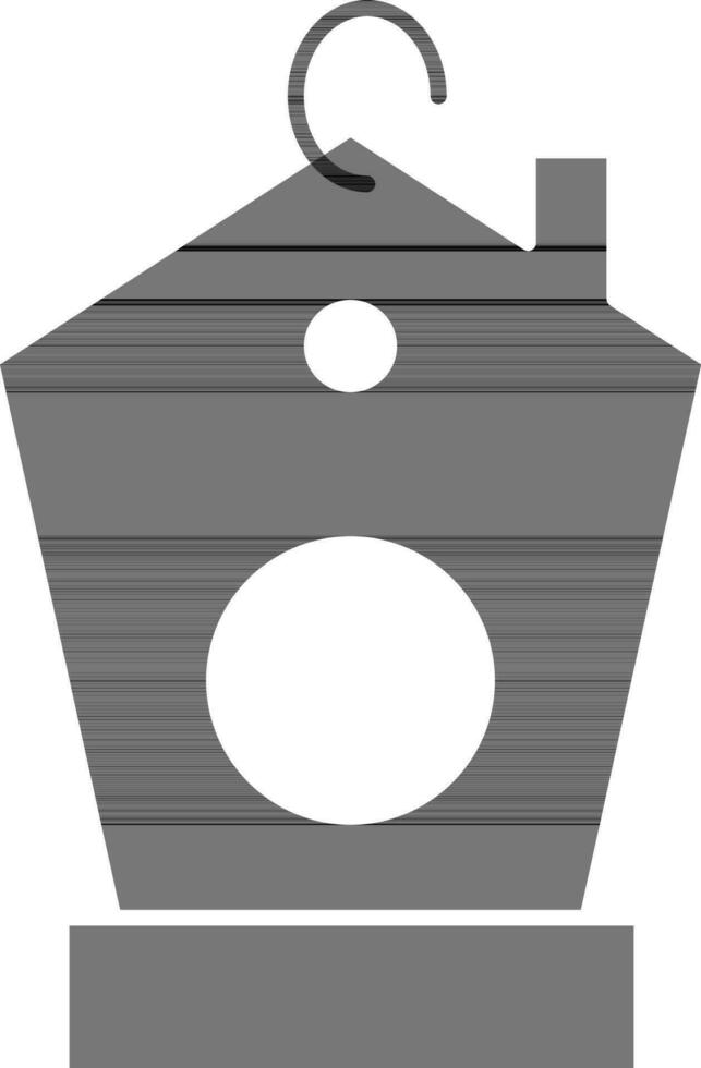 colgar pajarera icono en negro y blanco color. vector