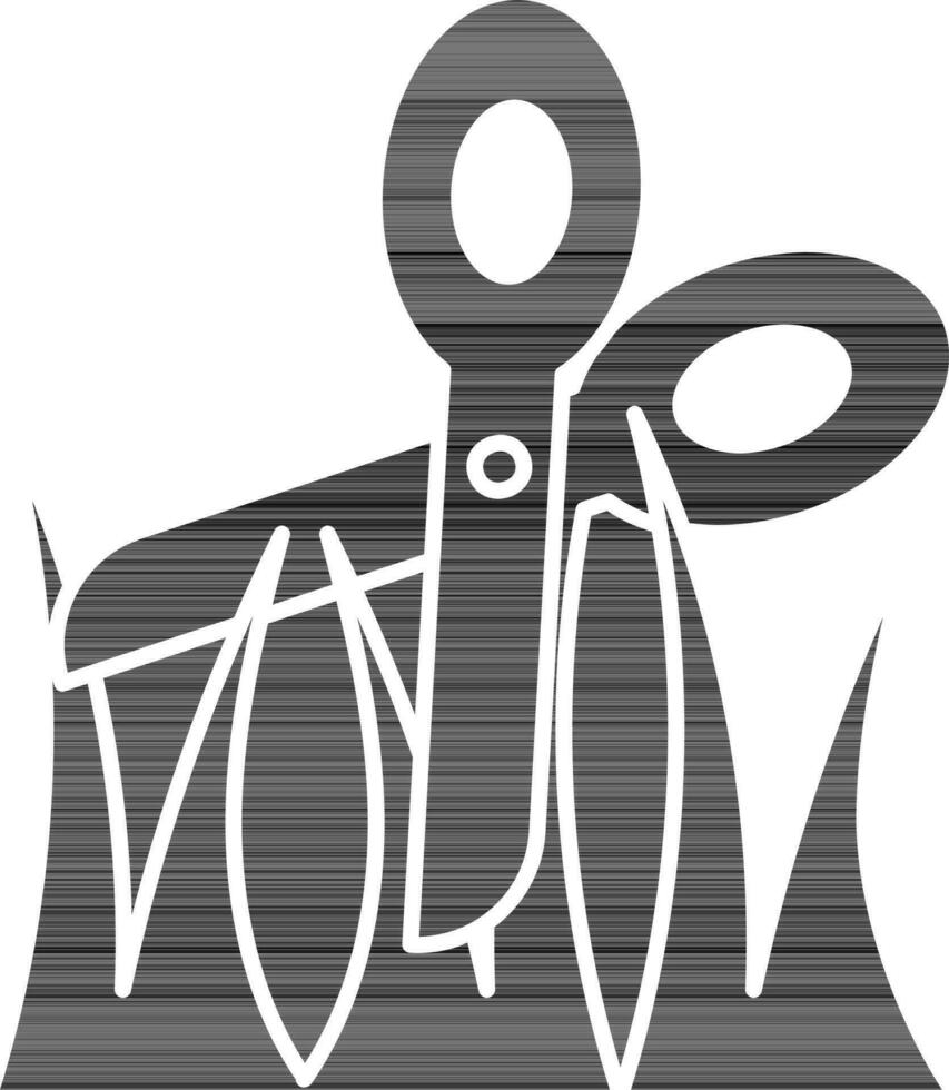 Grass Cutting with Scissors Glyph Icon. vector