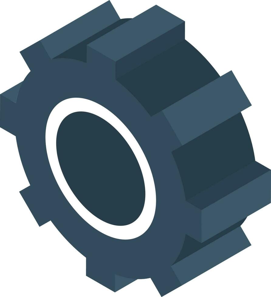 3d rueda dentada icono en Orión azul y blanco color. vector