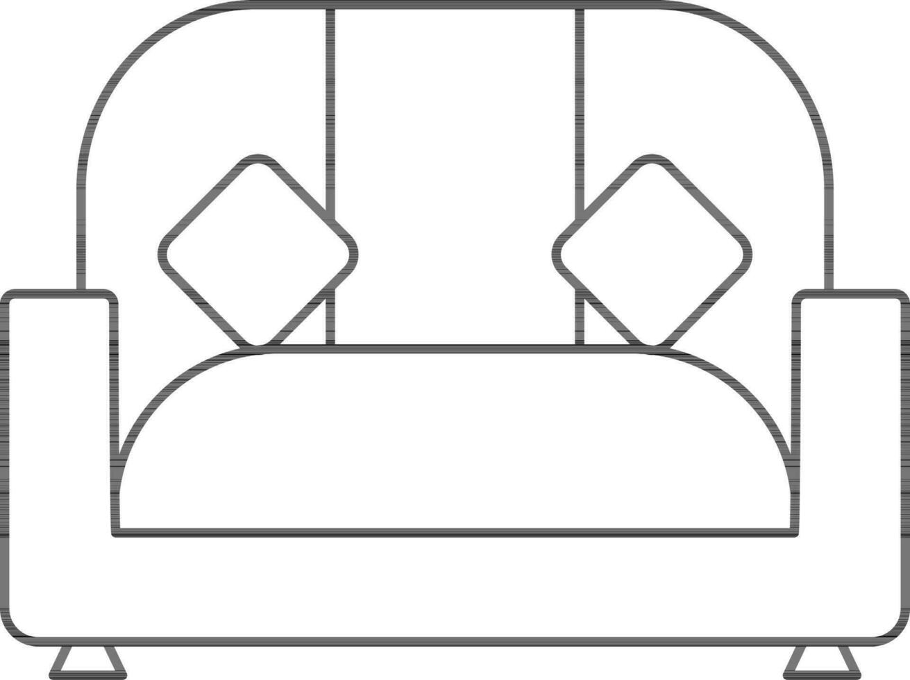Illustration Of Sofa Icon or Couch in Black Line Art. vector