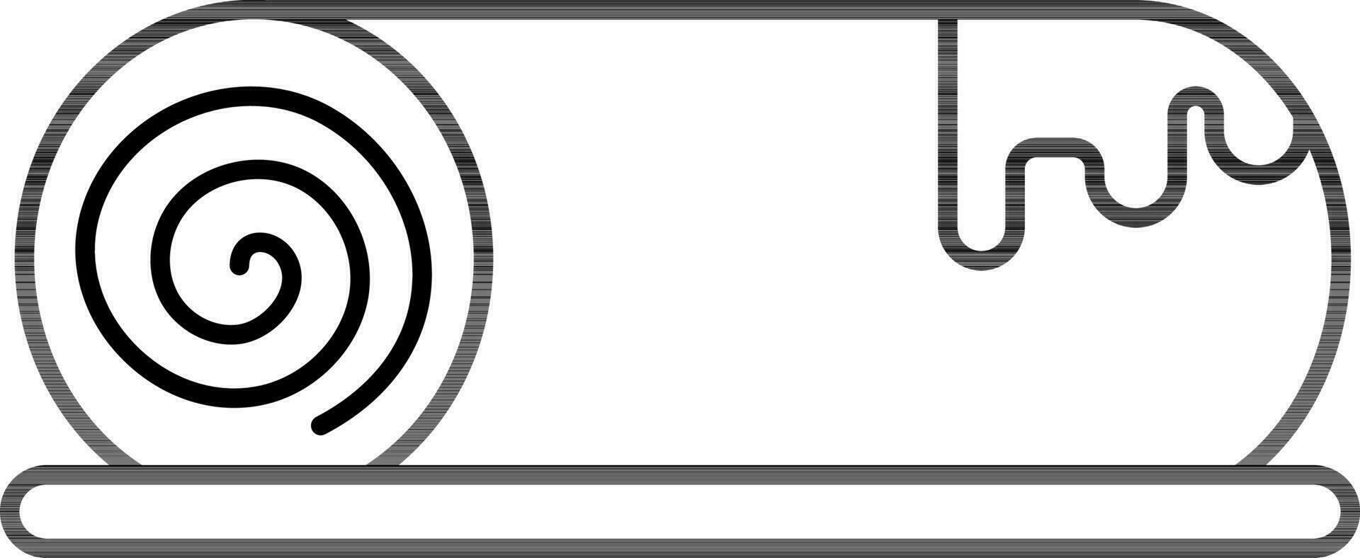 Cake Or Swiss Roll Icon In Black Line Art. vector
