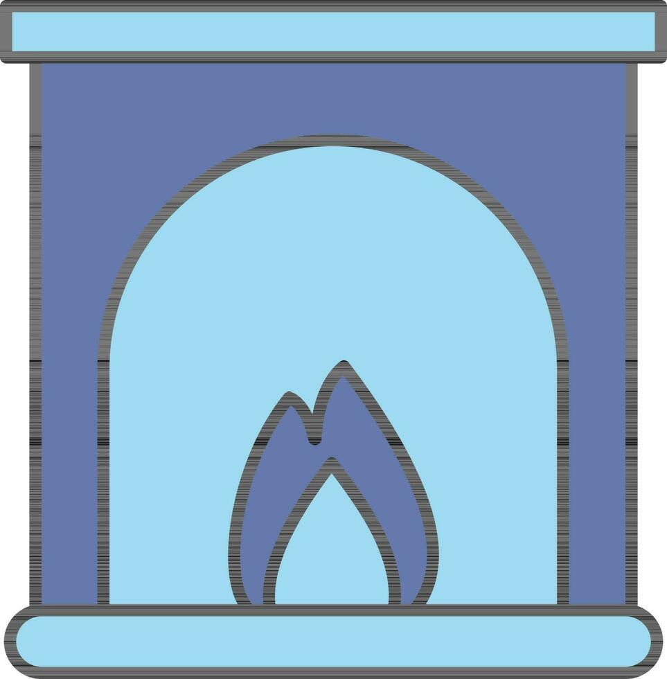 Fireplace Icon In Blue Color. vector
