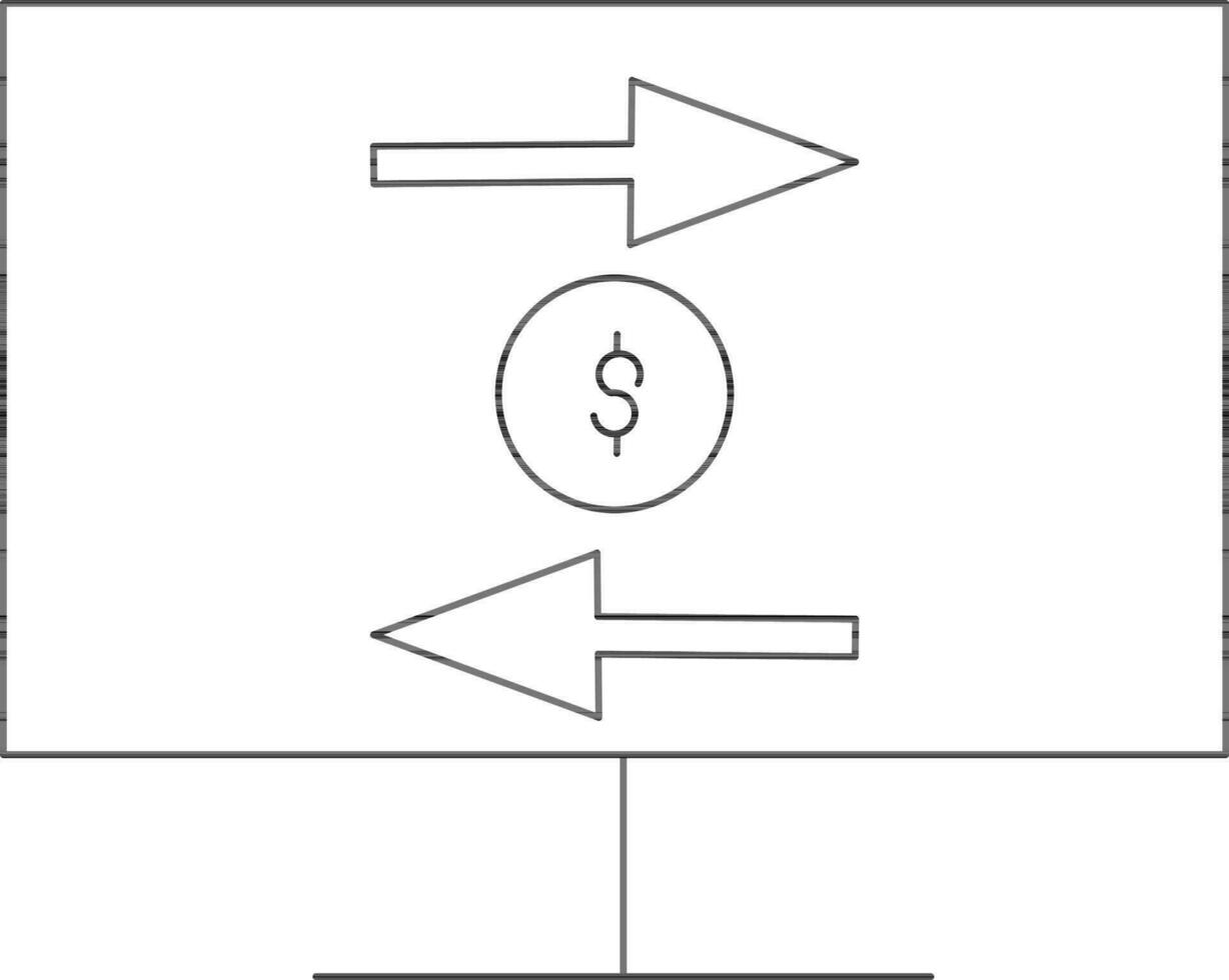 Online Money Transaction in Desktop Icon. vector