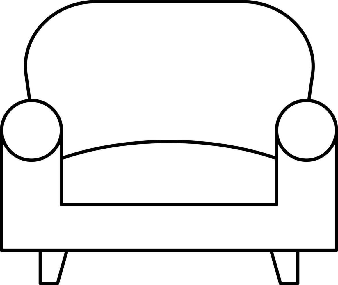 ilustración de moderno sofá icono en negro línea Arte. vector