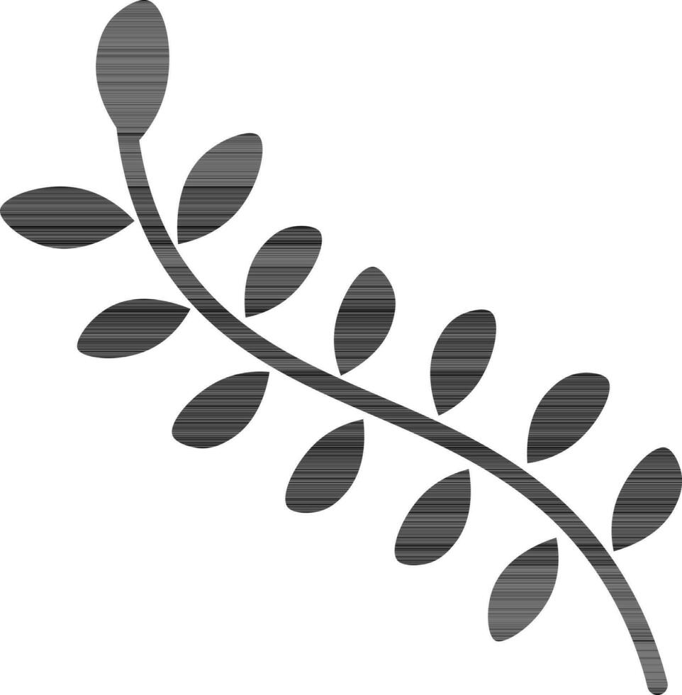 Black Line Art Leaves Branch Icon. vector