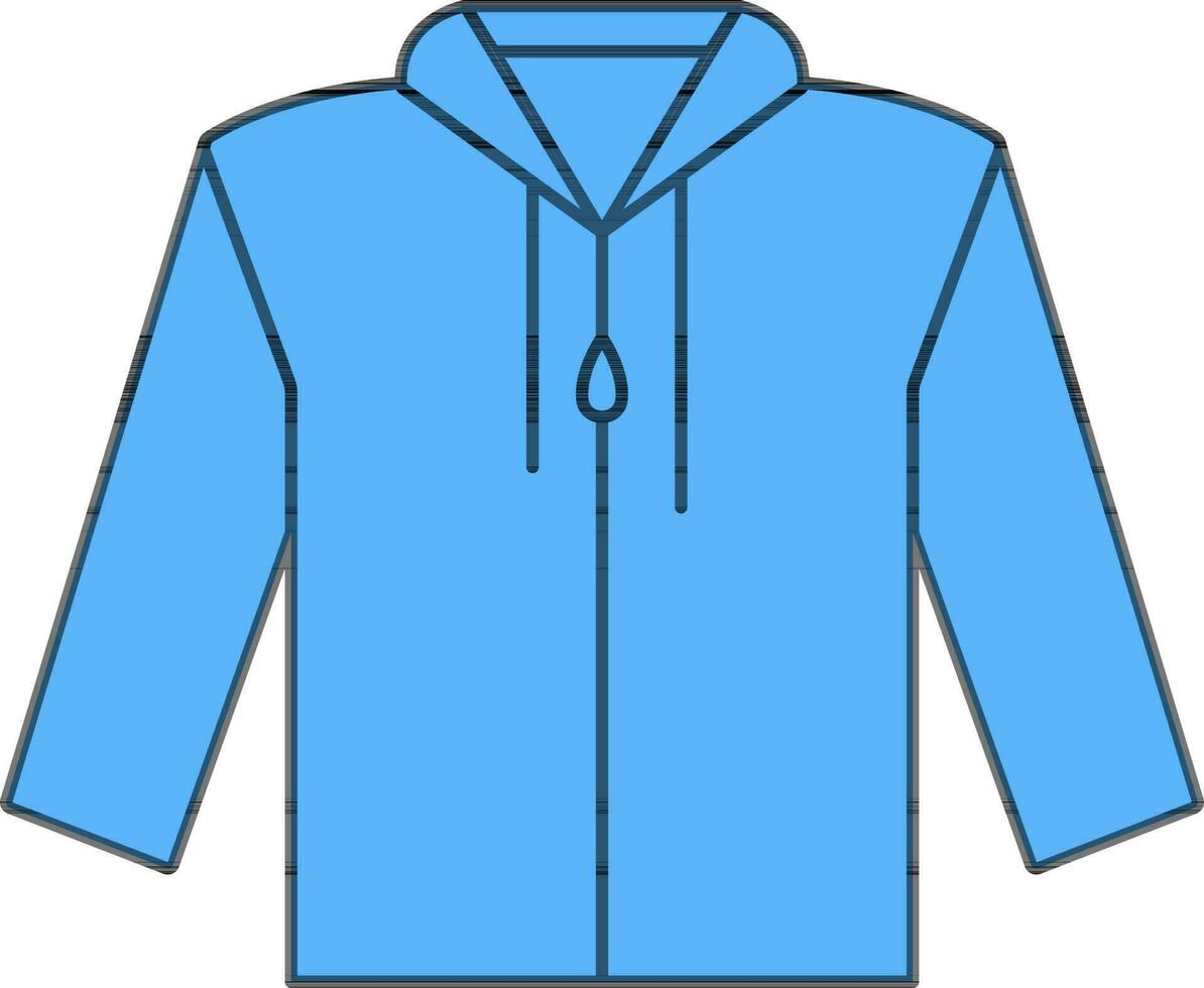 Blue Illustration Of Zip Hoodie Icon. vector