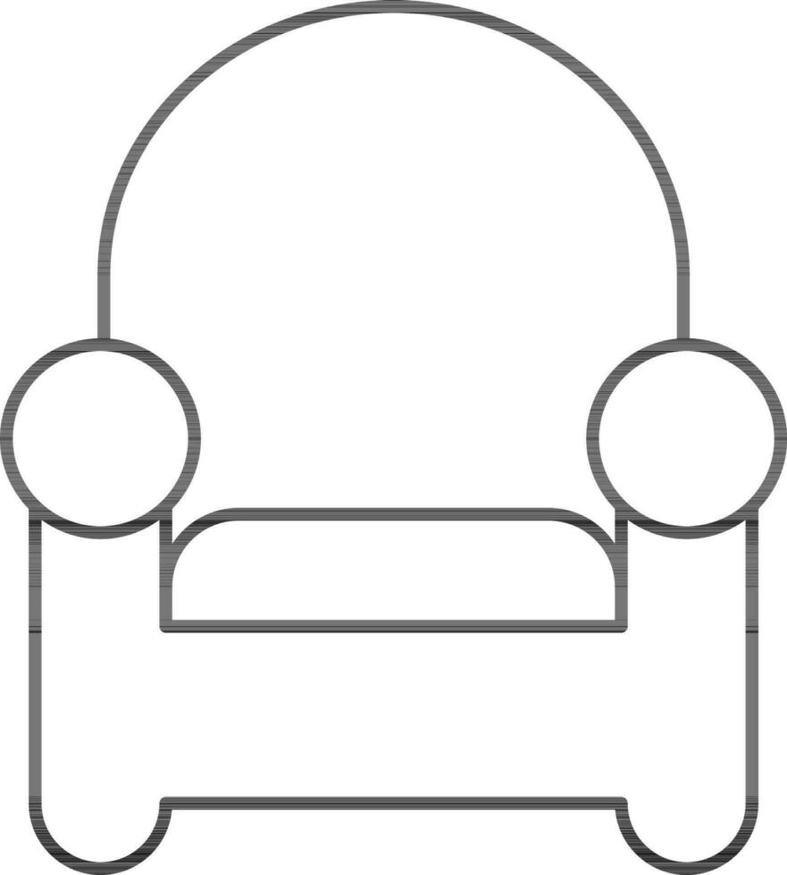 Illustration of Sofa Icon in Black Line Art. vector