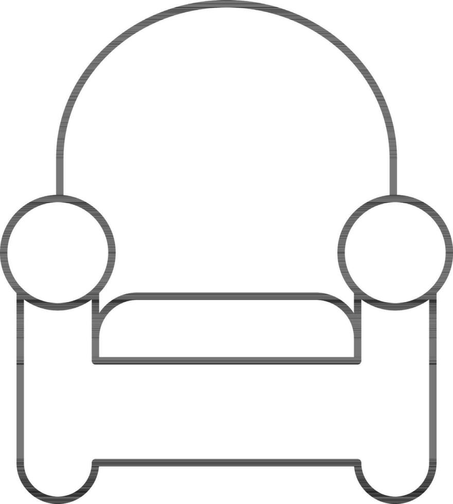 Illustration of Sofa Icon in Black Line Art. vector