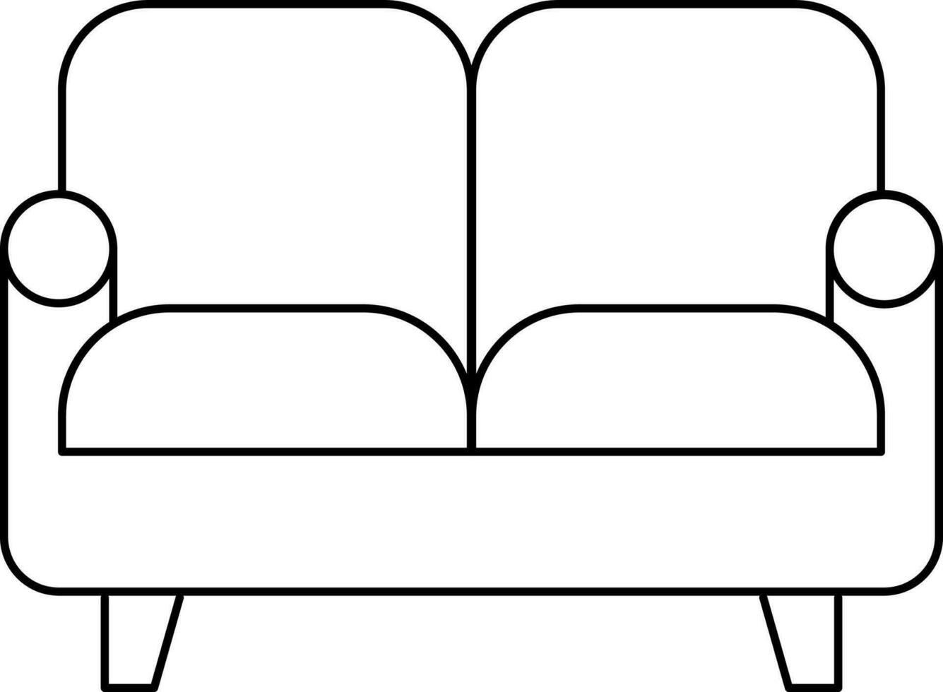 Illustration Of Double Seater Sofa Icon In Black Line Art. vector