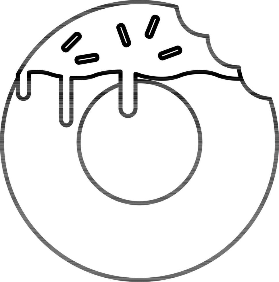 Donut Icon In Black Outline. vector