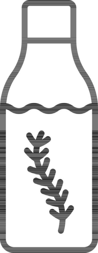 Rosemary Oil Bottle Icon in Black Line Art. vector