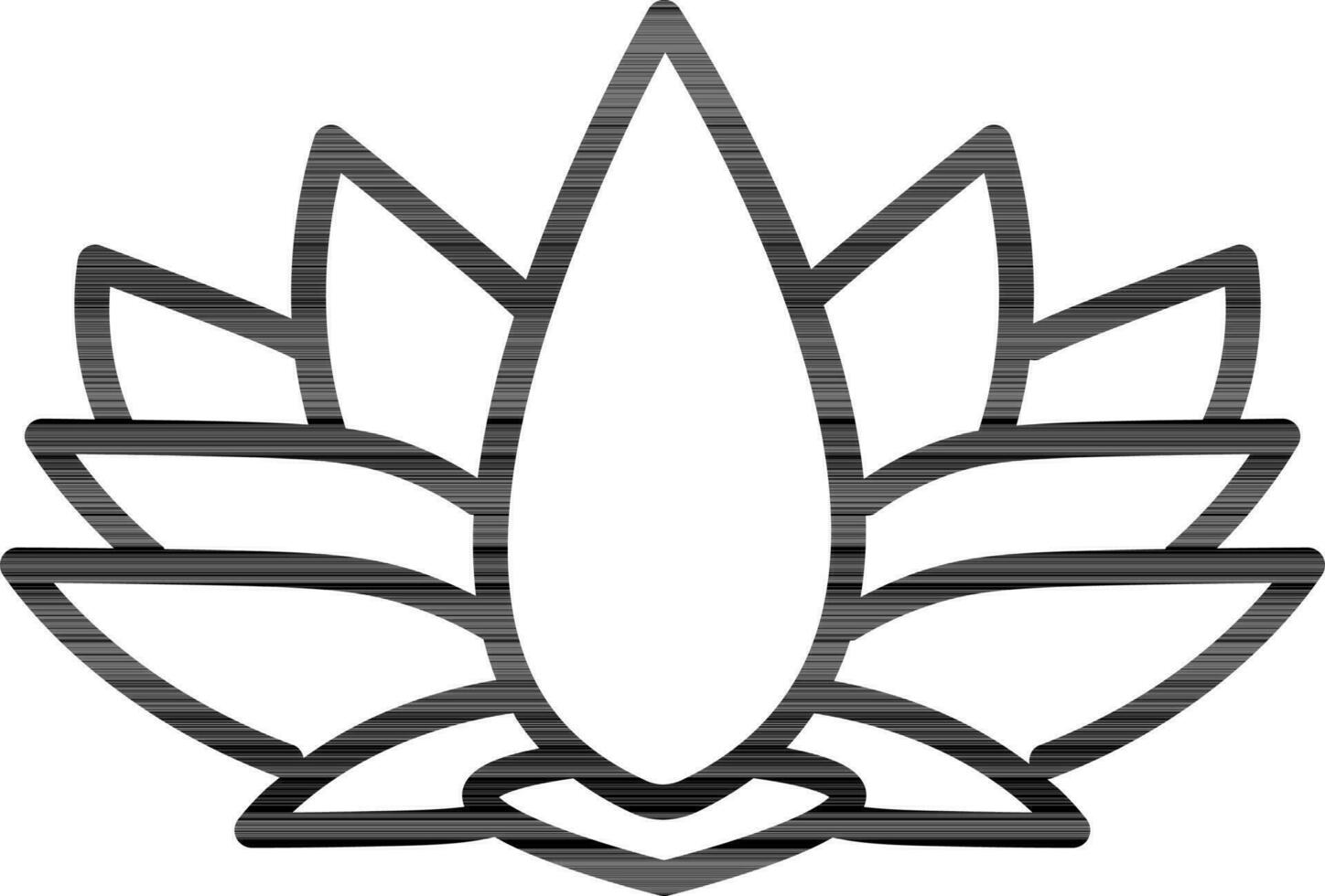 Black Line Art Lotus Flower Icon in Flat Style. vector