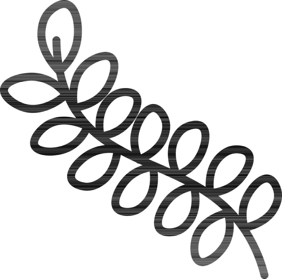 Black Line Art Leaves Branch Icon. vector