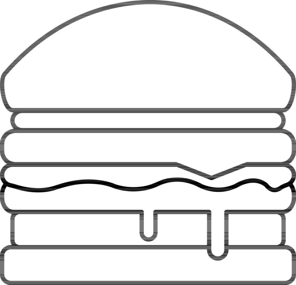 Burger Icon In Black Line Art. vector