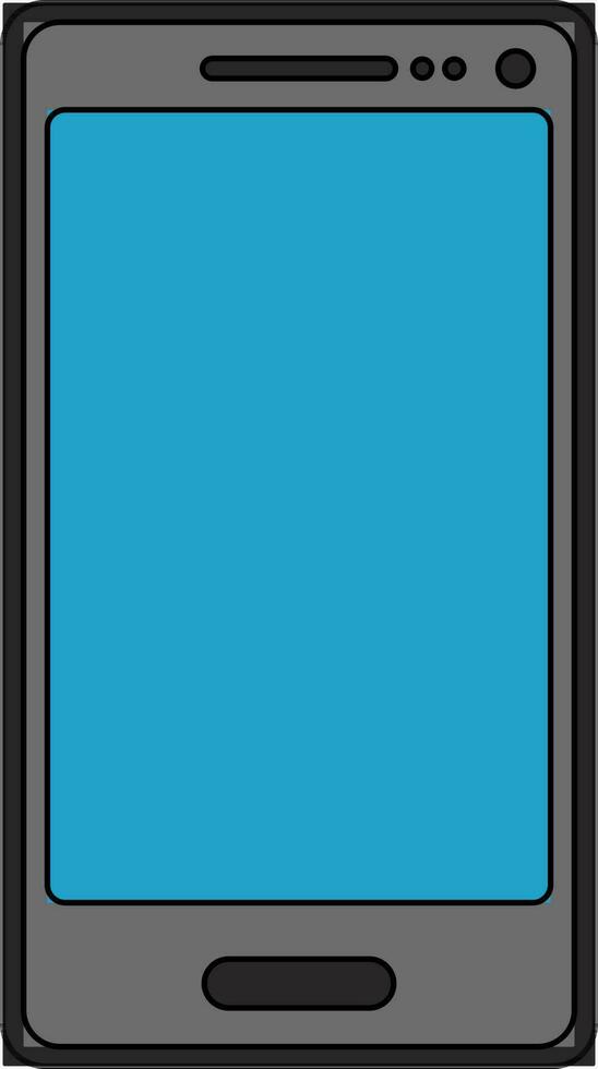 Illustration of a grey and blue smartphone. vector