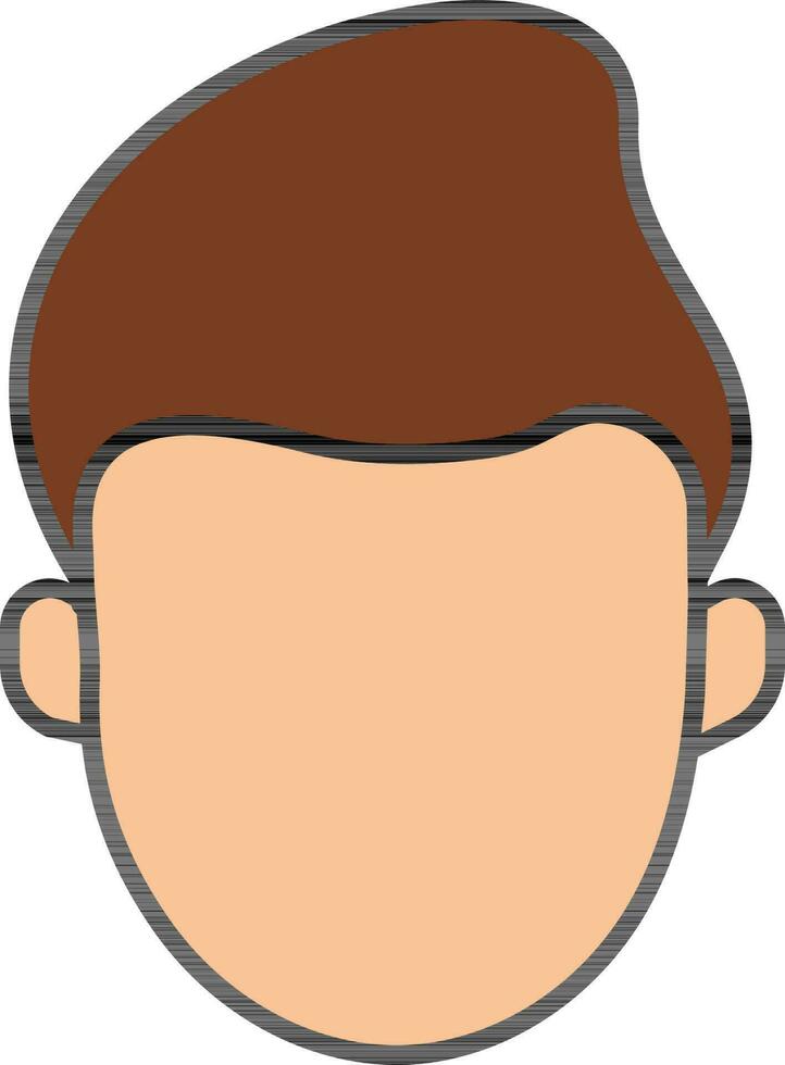 Character Of Young Man Face Icon In Brown And Orange Color. vector