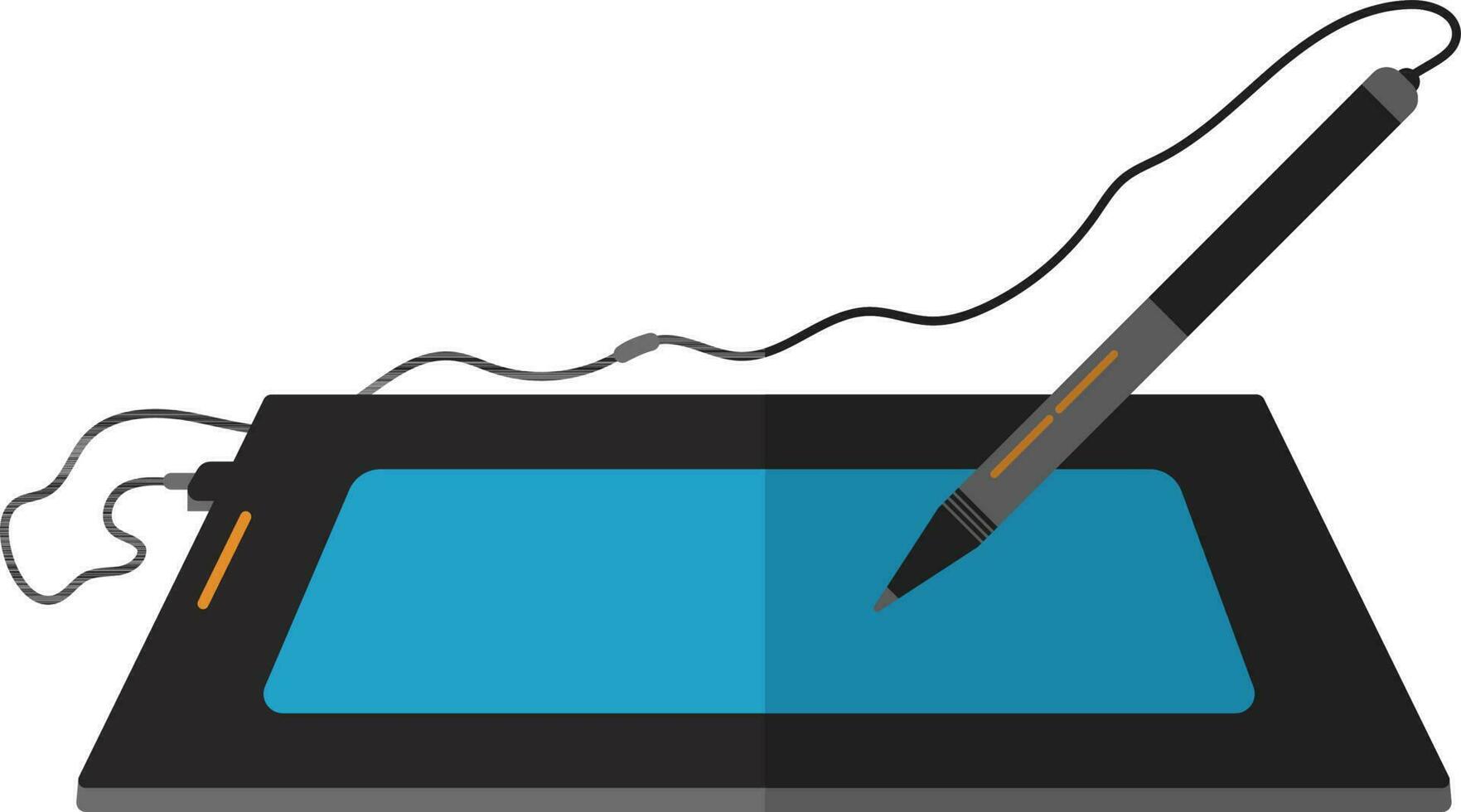 Pen tablet in grey and blue color. vector