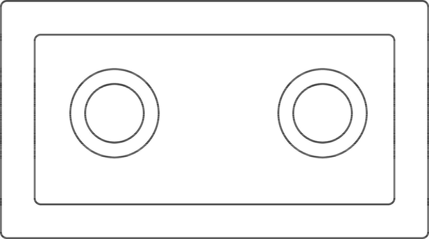 Black line art cassette in flat style. vector