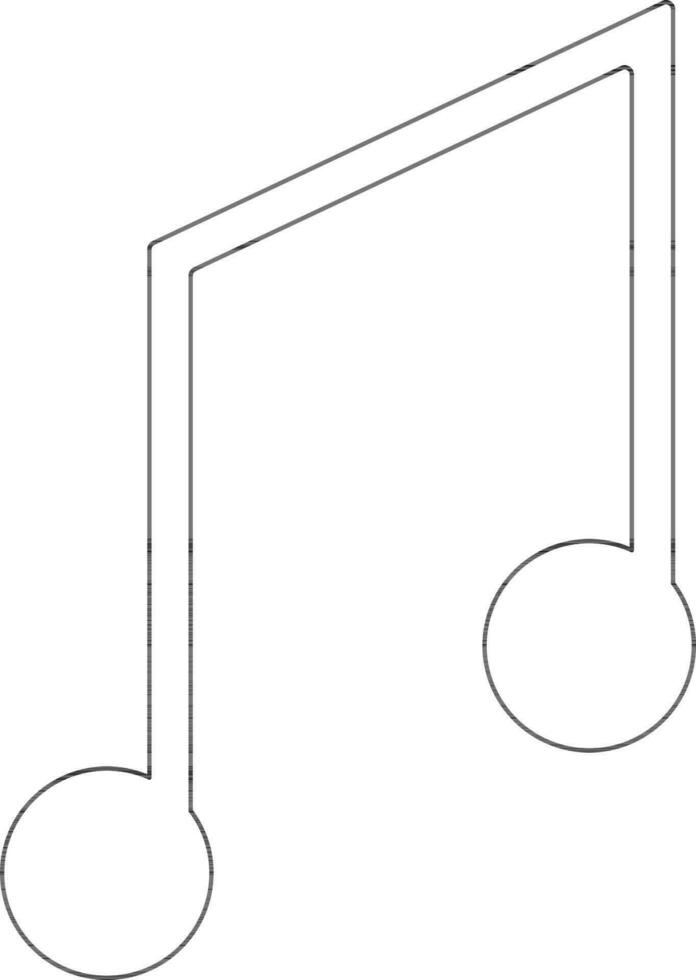 Black line art music note. vector