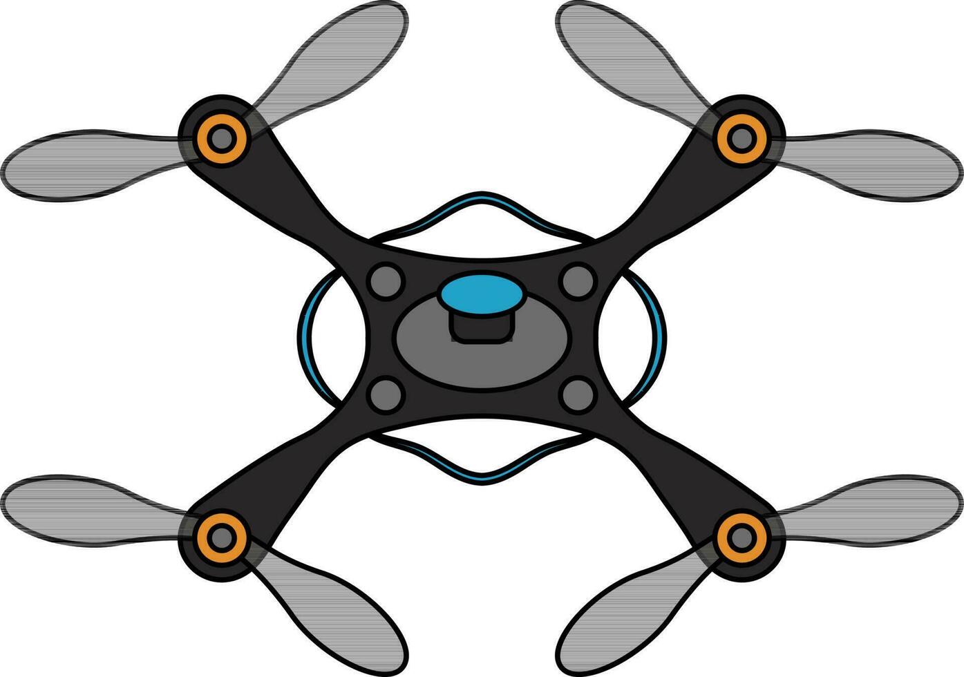 Grey and orange drone camera. vector