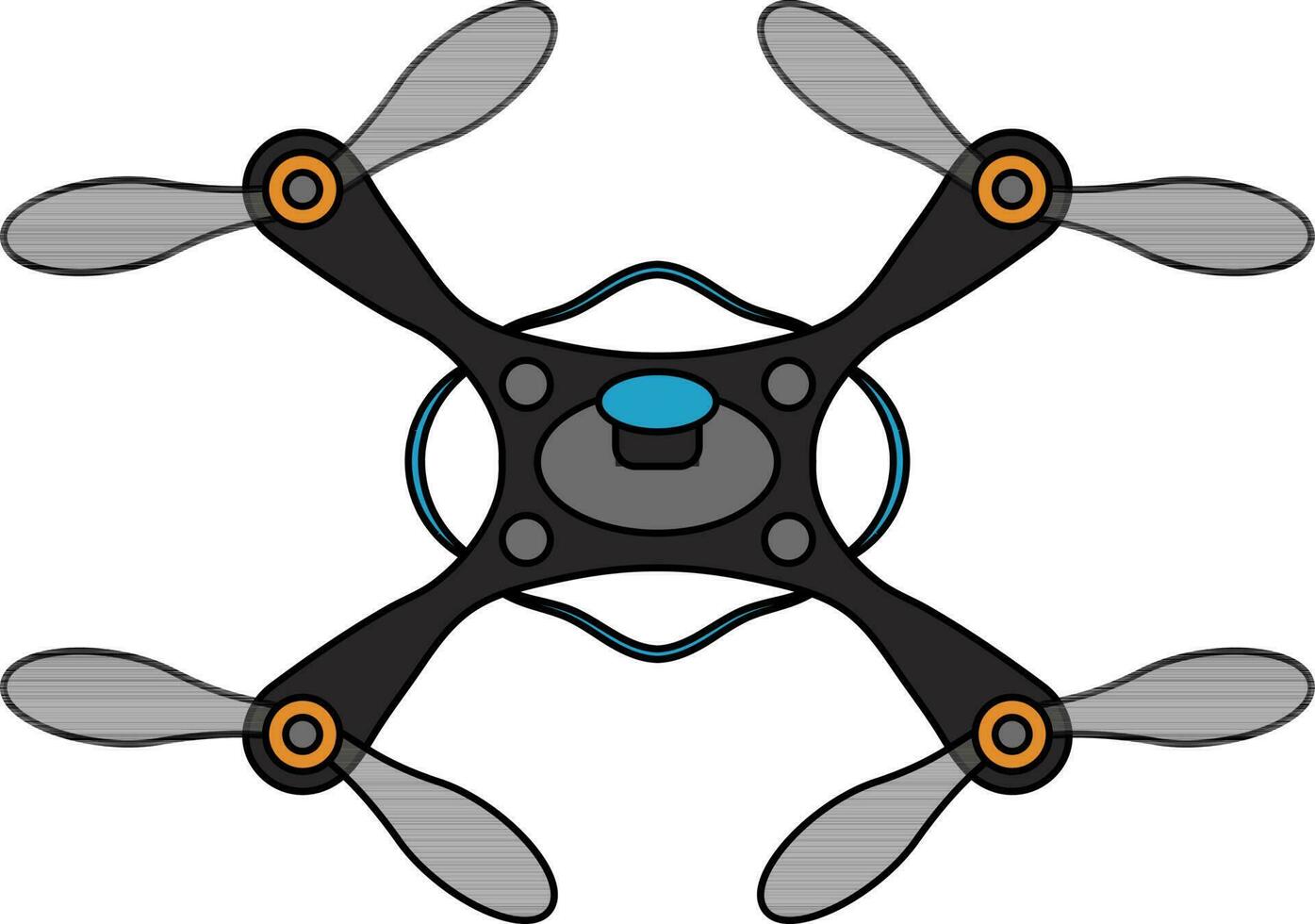 Grey and orange drone camera. vector