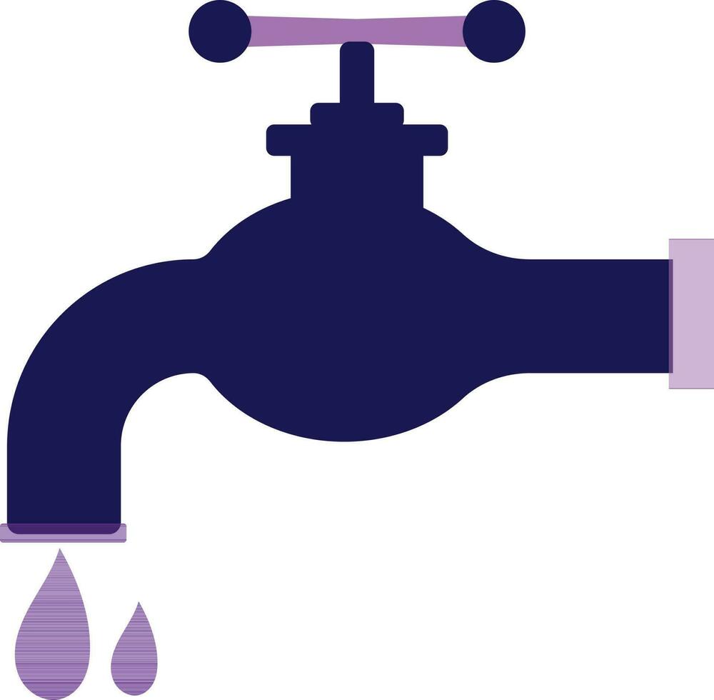 Water tab with falling drops in purple color. vector