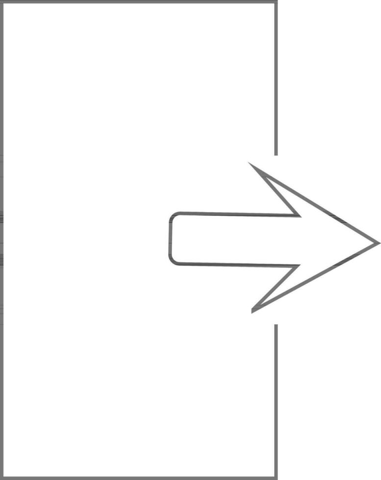 Flat style mobile with arrow in black line art illustration. vector