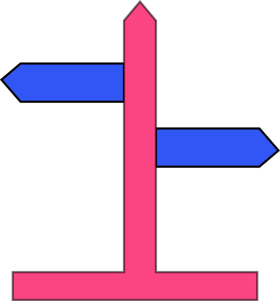 Pink and blue direction board on white background. vector