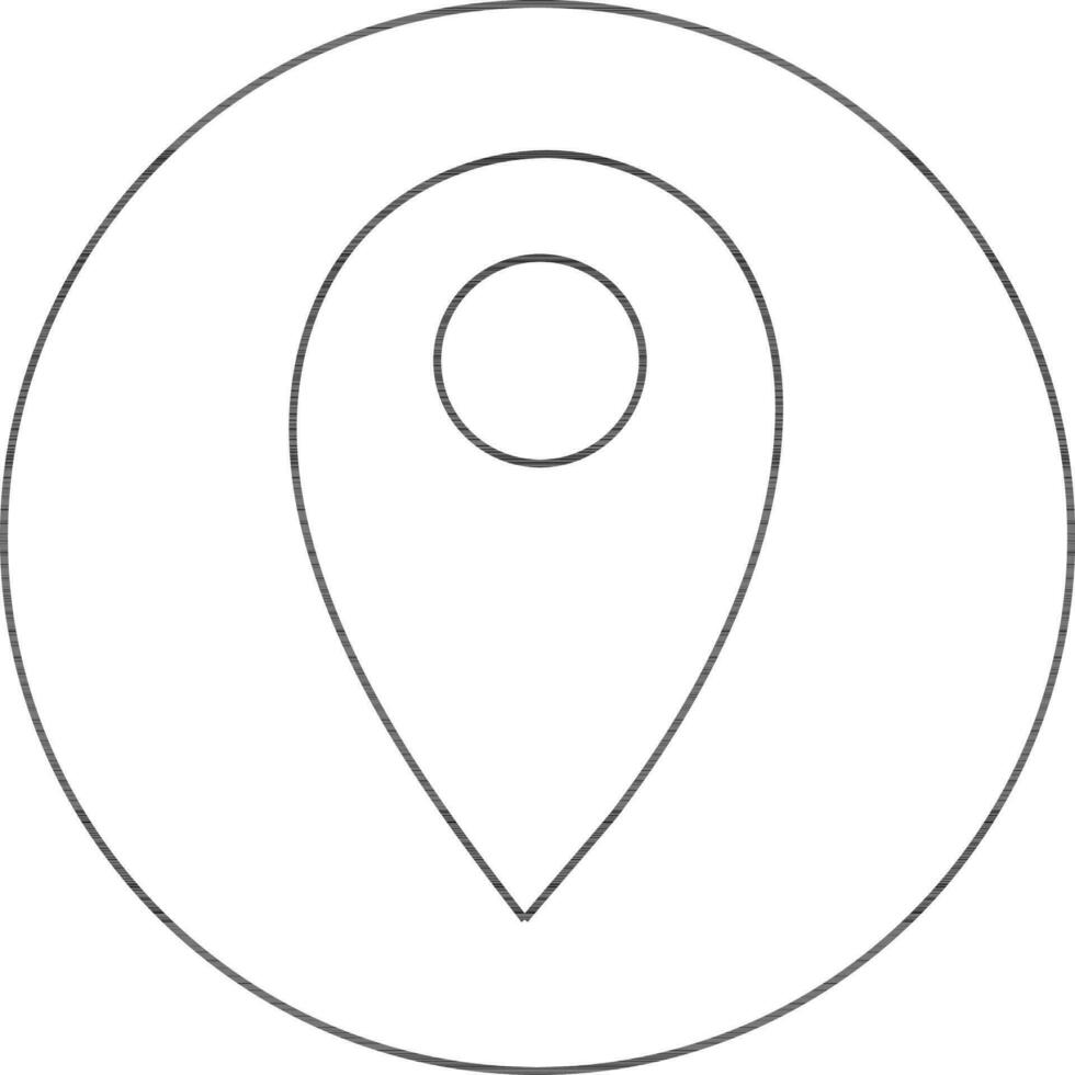 Map pin point in black line art illustration. vector