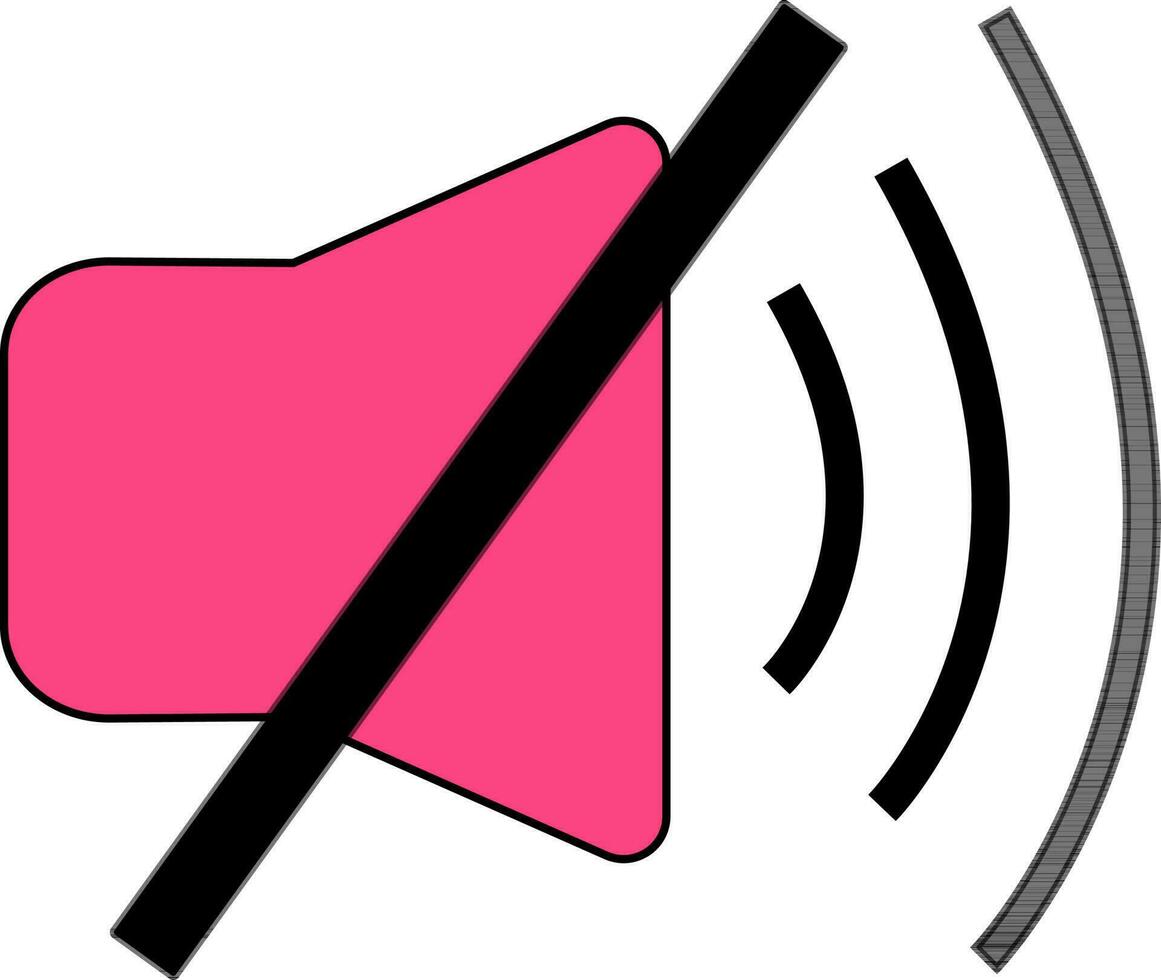 Pink audio speaker on black mute. vector