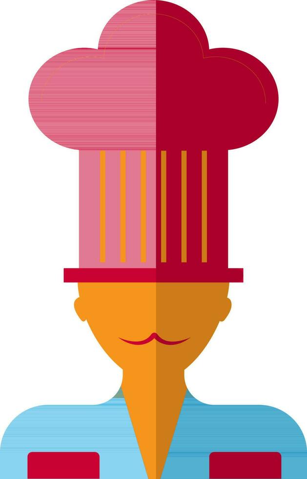 Character of chef wearing hat. vector