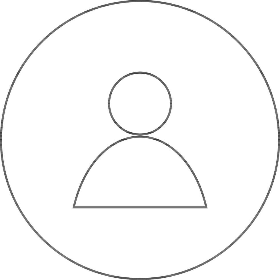 Character of black line art faceless user in circle. vector