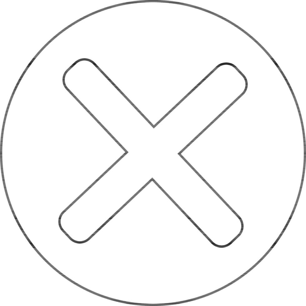 Black line art wrong mark sign on circle. vector