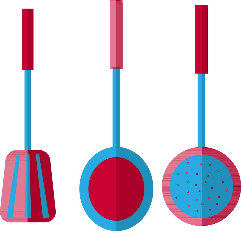 Cooking spoons in red and blue color. vector