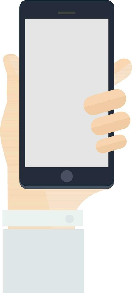 Vector flat illustration of cellphone in hand.