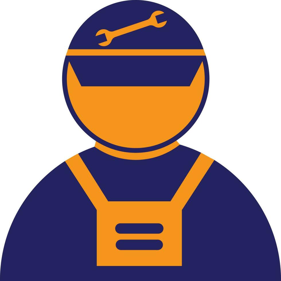 Character of faceless plumber made by blue and yellow color. vector