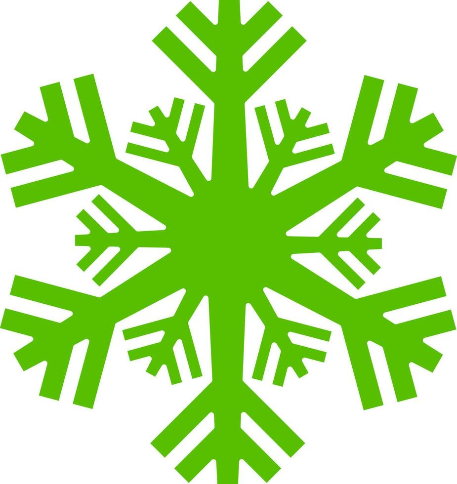 verde color silueta de copo de nieve. vector