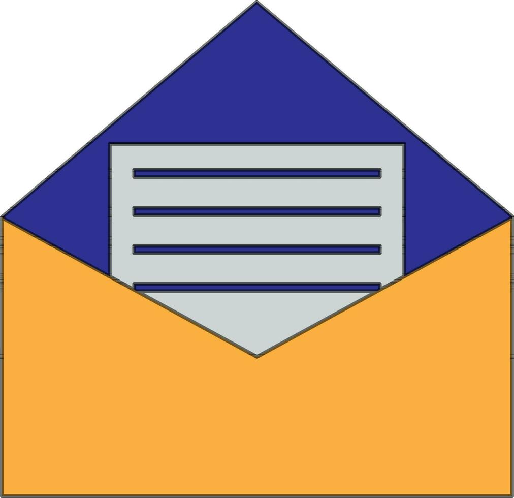 Envelope icon with letter in color and stroke. vector