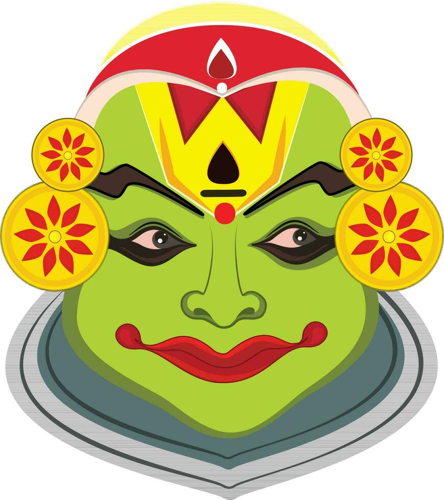 Vector illustration of kathakali dancer face.