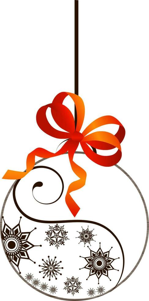 Illustration of hanging decorative ball tie up with shiny ribbon. vector