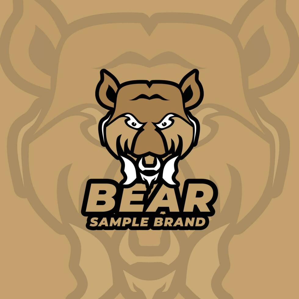 sport head bear logo design vector