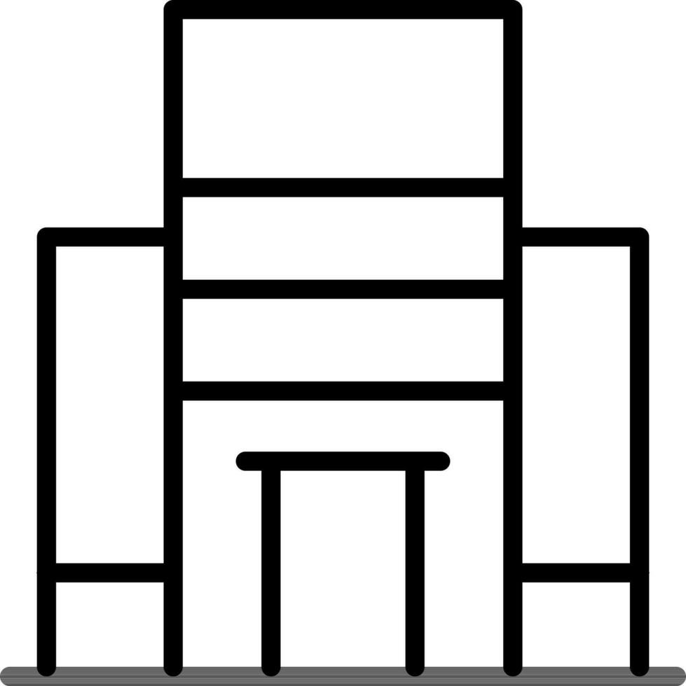 Apartment building icon in black line art. vector