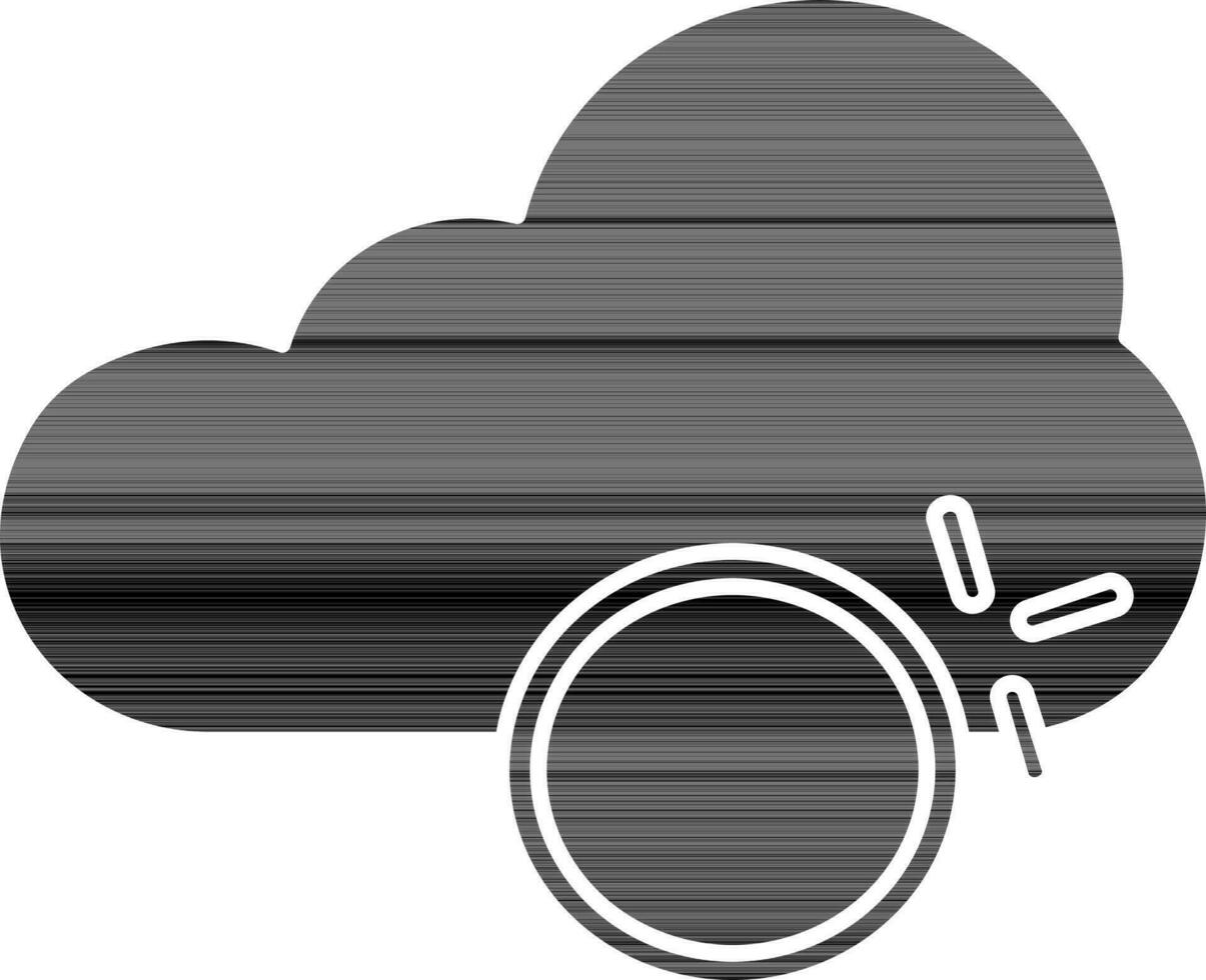 Cloud With Coin Icon In Glyph Style. vector