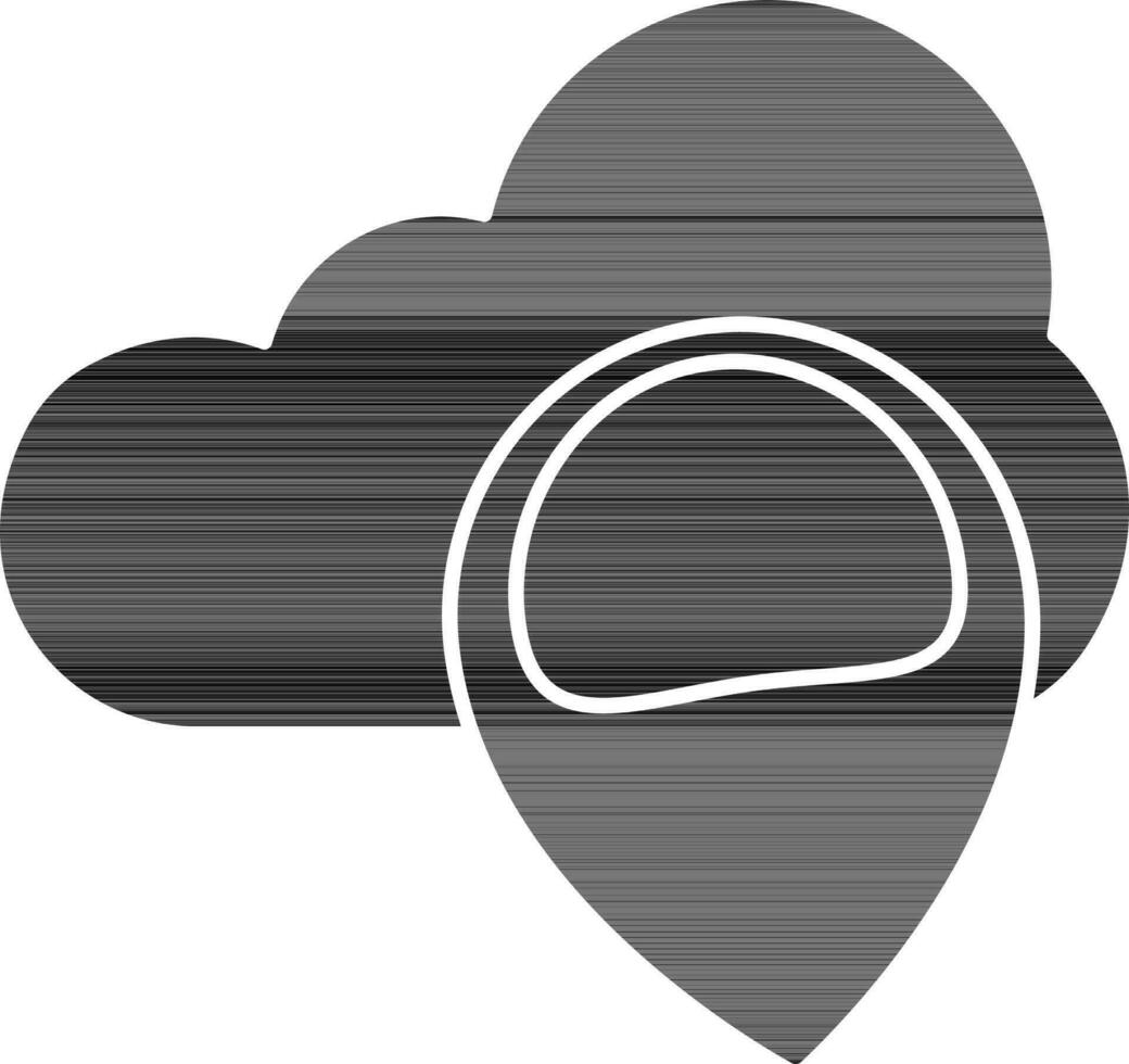 Cloud With Map Pin Icon In Glyph Style. vector